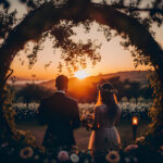 Intime Hochzeitszeremonie bei Sonnenuntergang aufgenommen durch einen Hochzeitsfilmer